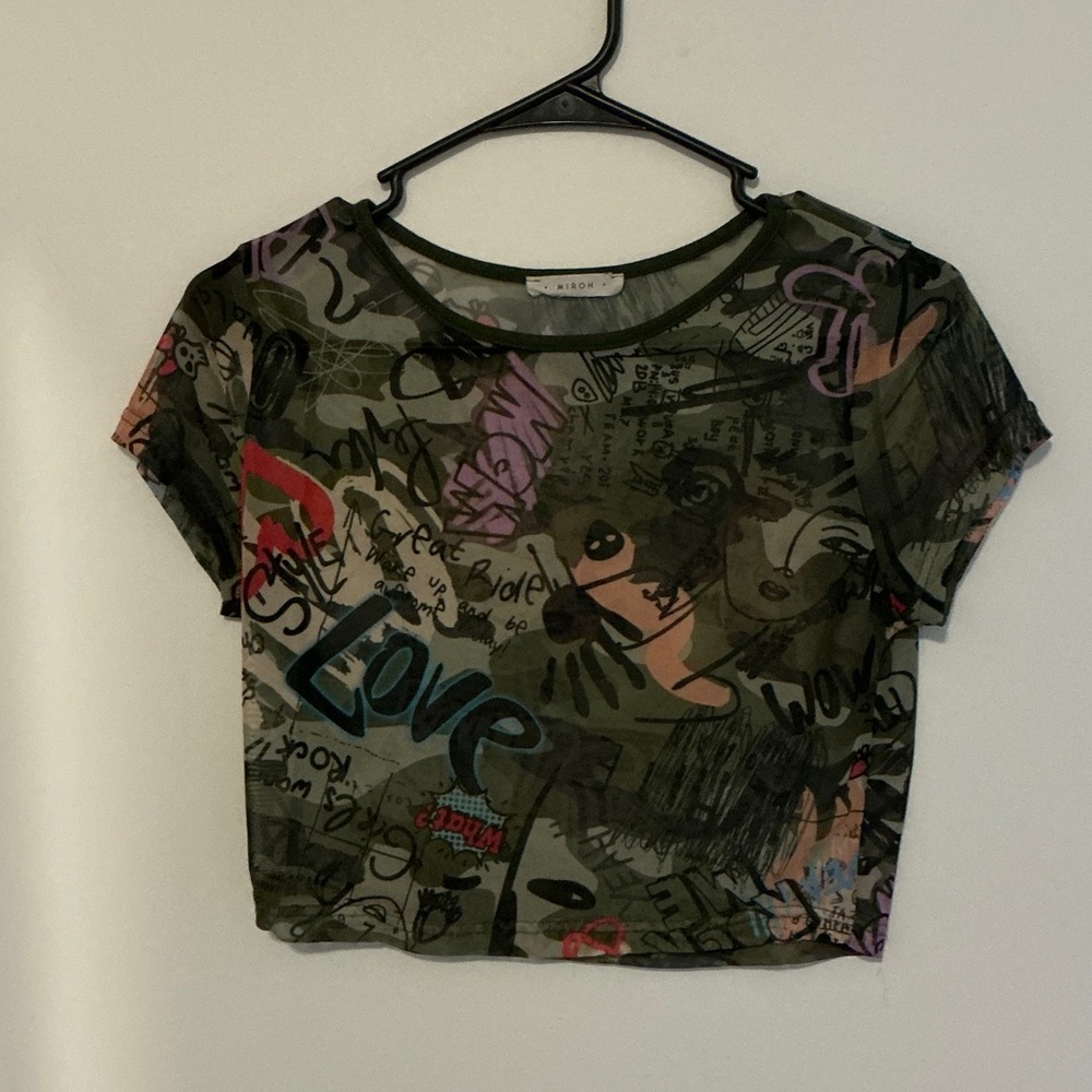 Vero Moda Green Graphic Crop Top